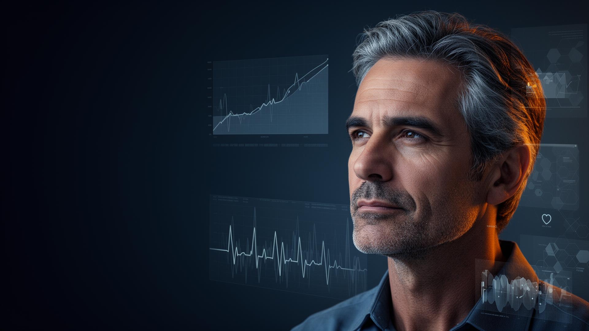 A man reviewing his health data trends
